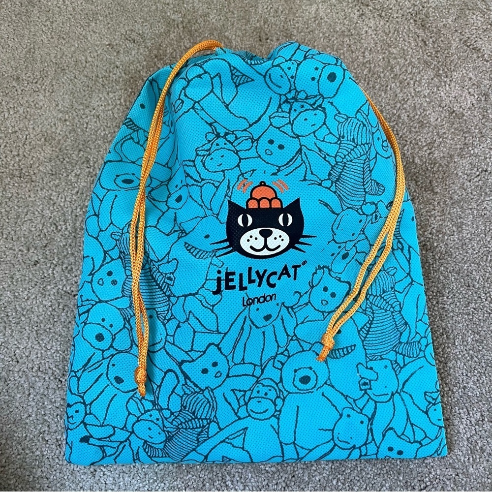 Jellycat London Blue Logo Plush Stuffed Animal Toy Drawstring Fabric Dust Bag